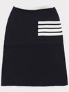 Double Face Merino 4 Bar A Line Skirt Navy - THOM BROWNE - BALAAN 4