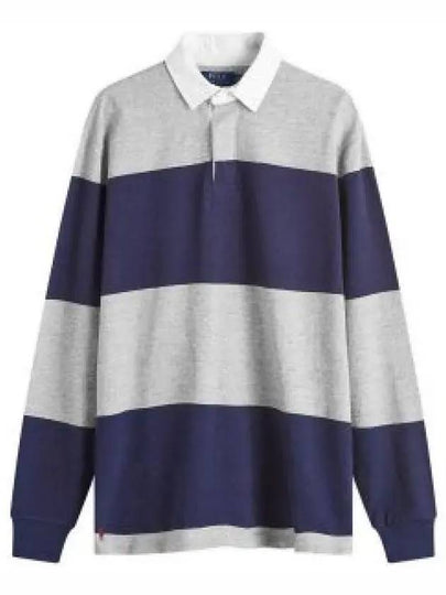 Striped Classic Fit Long Sleeve Polo Shirt Grey Navy - POLO RALPH LAUREN - BALAAN 2