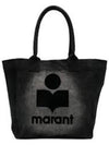 Women's Yenky Flocked Logo Tote Bag Black - ISABEL MARANT - BALAAN 2