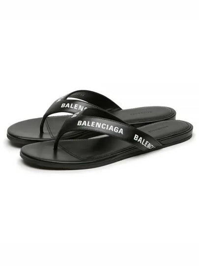 Women's All Over Logo Round Flip Flops Black - BALENCIAGA - BALAAN 2