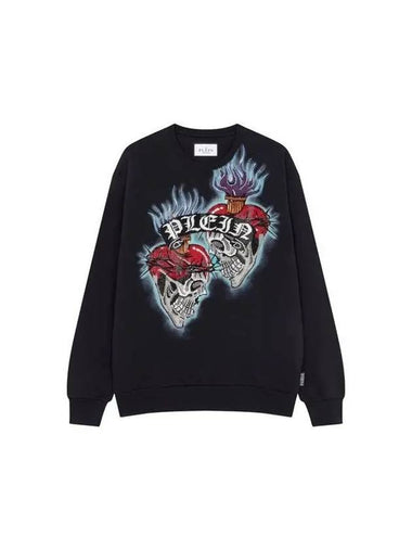 Men's Love Tattoo Long Sleeve Sweatshirt Black 270590 - PHILIPP PLEIN - BALAAN 1