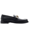 Women's Logo Symbol Leather Loafer Black - GUCCI - BALAAN.