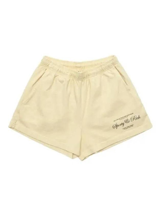 Script Logo Cotton Shorts Light Yellow - SPORTY & RICH - BALAAN 2