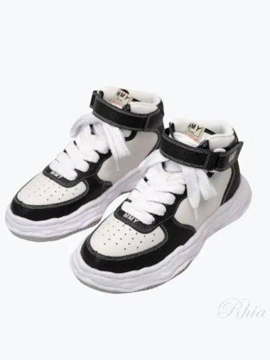 A11FW711 Black White Wayne Leather High Top Sneakers - MIHARA YASUHIRO - BALAAN 1