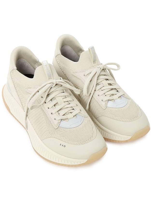 Mesh Panel Lace-Up Low Top Sneakers Beige - HUGO BOSS - BALAAN 4