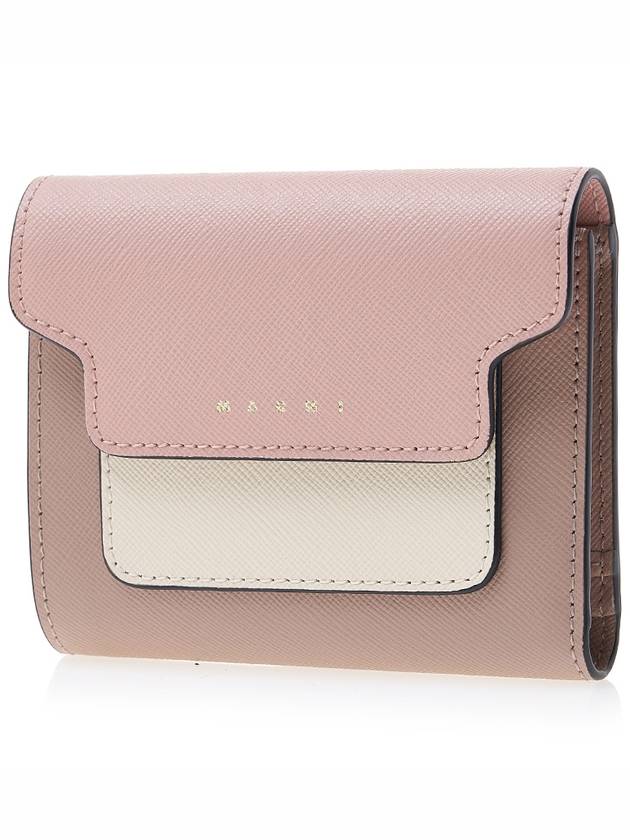 Saffiano Tri-Fold Half Wallet Pink - MARNI - BALAAN 3