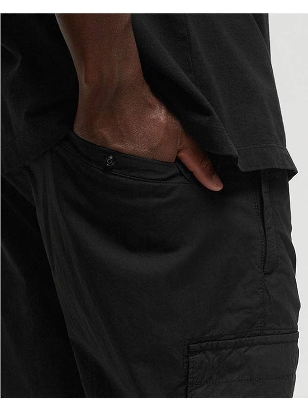 Stretch Cotton Tela Paracadute Cargo Straight Pants Black - STONE ISLAND - BALAAN 5