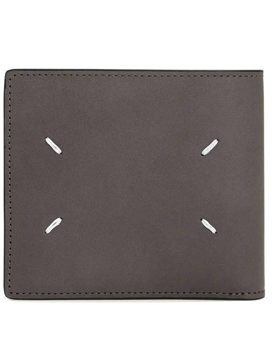 Plain Leather Half Wallet Brown Black - MAISON MARGIELA - BALAAN 1