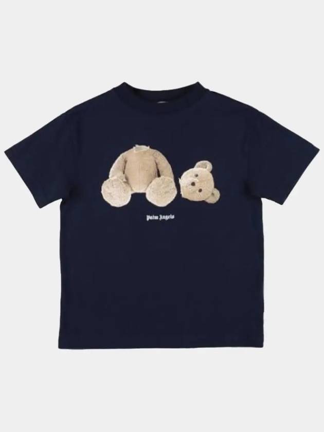 Kids Teddy Bear Printing Short Sleeve T Shirt Navy Blue PBAA001F21JER001 4660 - PALM ANGELS - BALAAN 1