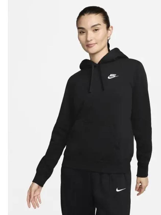 Sportswear Club Fleece Pullover Hoodie W Black White DQ5794 010 - NIKE - BALAAN 1