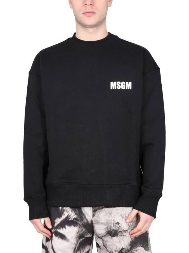 Back Logo Print Cotton Sweatshirt Black - MSGM - BALAAN 2