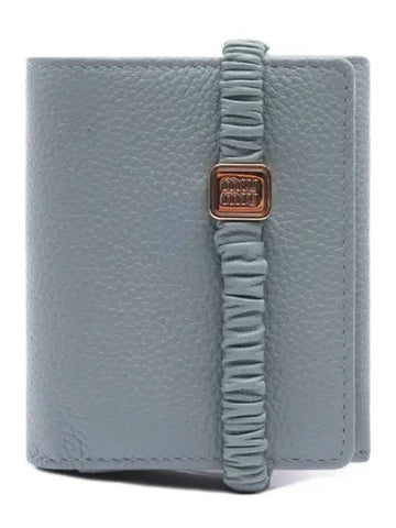 Logo Plaque Half Wallet Blue - MIU MIU - BALAAN 1