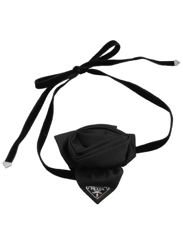 Triangle Logo Flower Accessory Black - PRADA - BALAAN 3