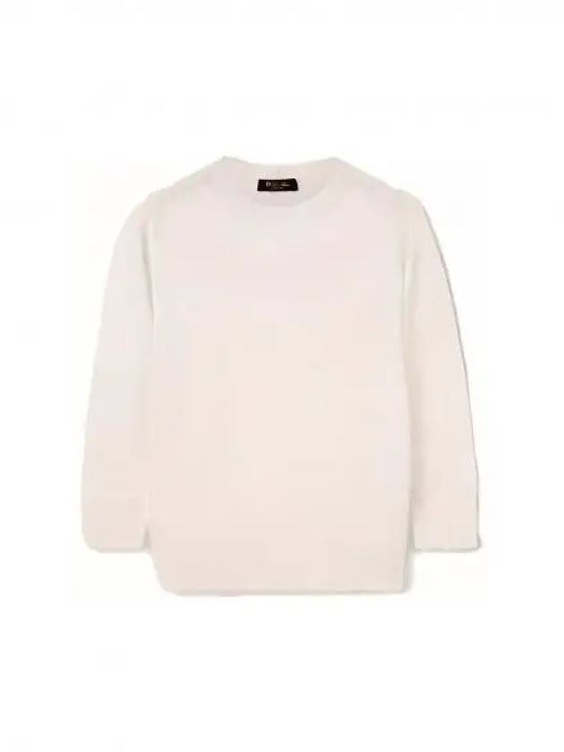 Piuma Crew Neck Cashmere Knit Top White - LORO PIANA - BALAAN 2