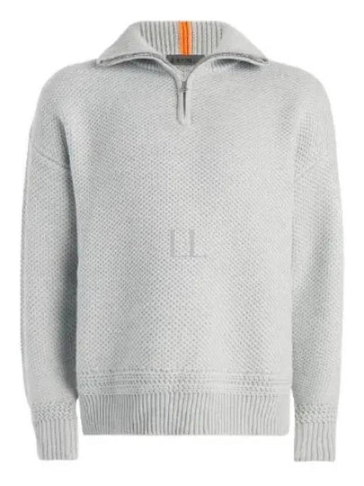 Ribbed Funnel Neck Quarter Zipper Merino Wool Knit Top Light Heather Grey - G/FORE - BALAAN 2