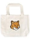 Fox Head Print Tote Bag Ecru - MAISON KITSUNE - BALAAN 3