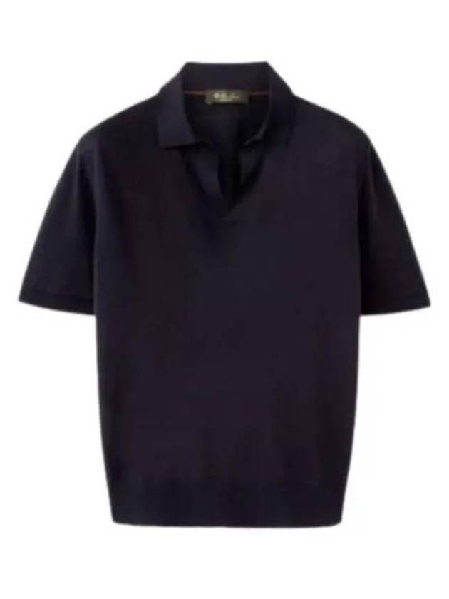 Ryome Silk Linen Polo Shirt Navy - LORO PIANA - BALAAN 2