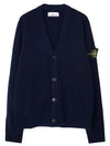 Men's Wappen Patch Button Cardigan Navy - STONE ISLAND - BALAAN 2