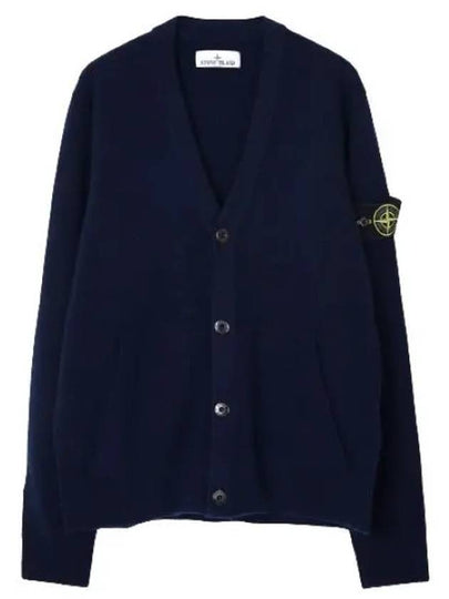 Men's Wappen Patch Button Cardigan Navy - STONE ISLAND - BALAAN 2