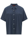 100 cotton roll up half sleeve shirt navy - CALLAITE - BALAAN 1