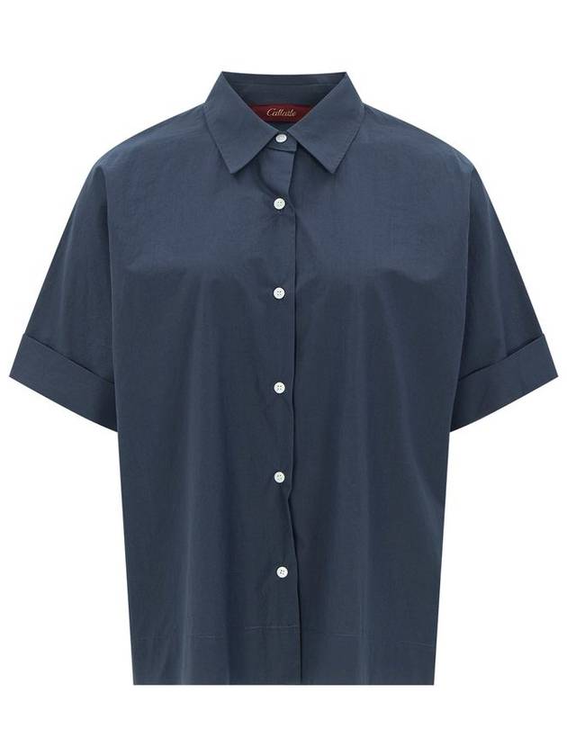 100 cotton roll up half sleeve shirt navy - CALLAITE - BALAAN 1