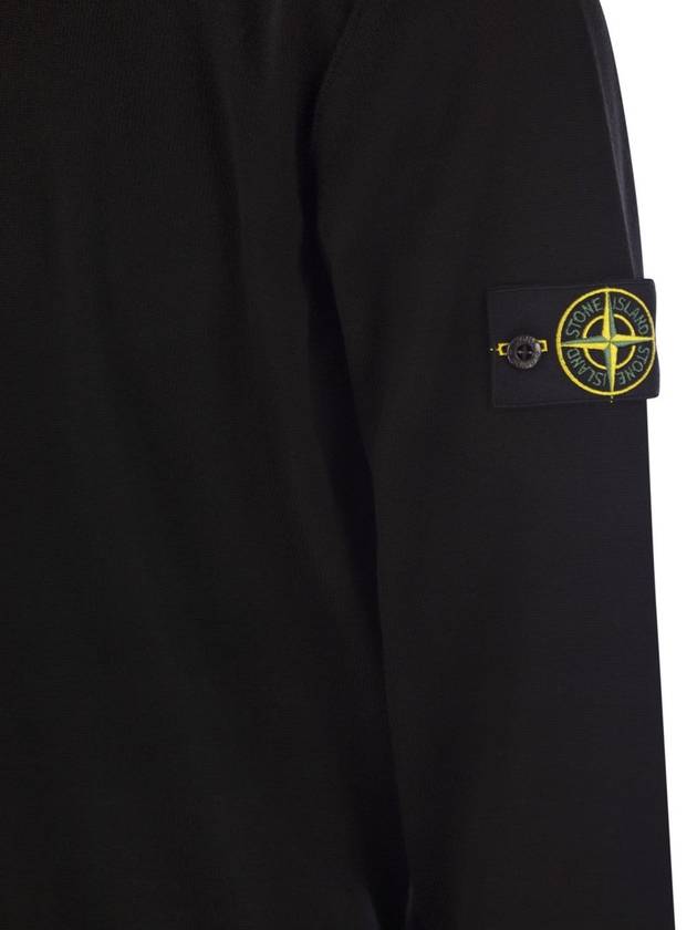 Crew neck small roll detail sweatshirt black - STONE ISLAND - BALAAN 5