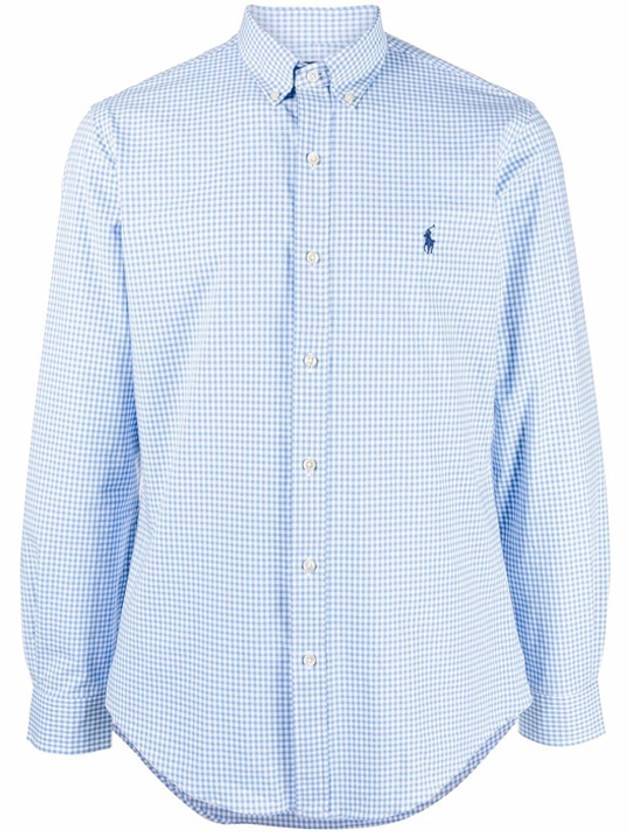 Embroidered Logo Pony Long Sleeve Shirt Blue - POLO RALPH LAUREN - BALAAN 1