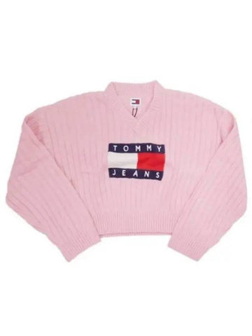 Tommy Hilfiger JEANS V NECK CENTER FLAG SWEATER DW18528 THA knit - TOMMY HILFIGER - BALAAN 1