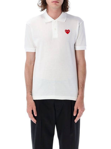 Classic polo shirt with red heart patch - COMME DES GARCONS PLAY - BALAAN 1