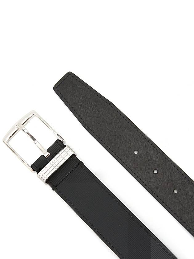 Checked Leather Belt Charcoal - BURBERRY - BALAAN 3