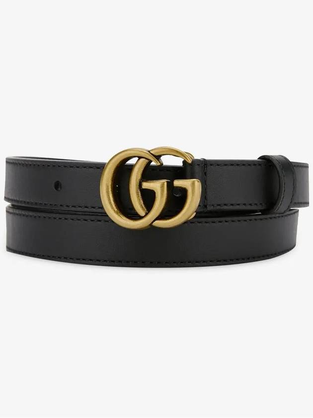 GG Marmont Double Buckle Thin Belt Black - GUCCI - BALAAN 3