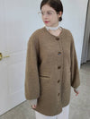 e Women's Collarless Stitching Simple Long Jacket Sand Beige - PRETONE - BALAAN 4
