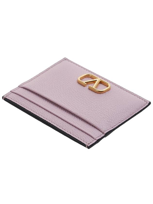 V Logo Signature Card Wallet Pink - VALENTINO - BALAAN 5