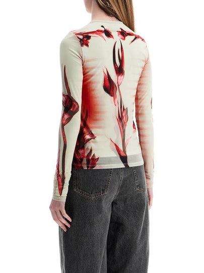 mint jersey top with floral pattern and double layer - JEAN PAUL GAULTIER - BALAAN 2