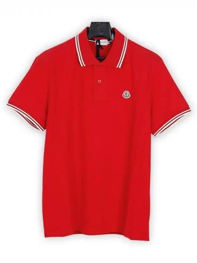 Men s Two Line Logo PK Short Sleeve Red 8304300 84093 413 1063677 - MONCLER - BALAAN 1