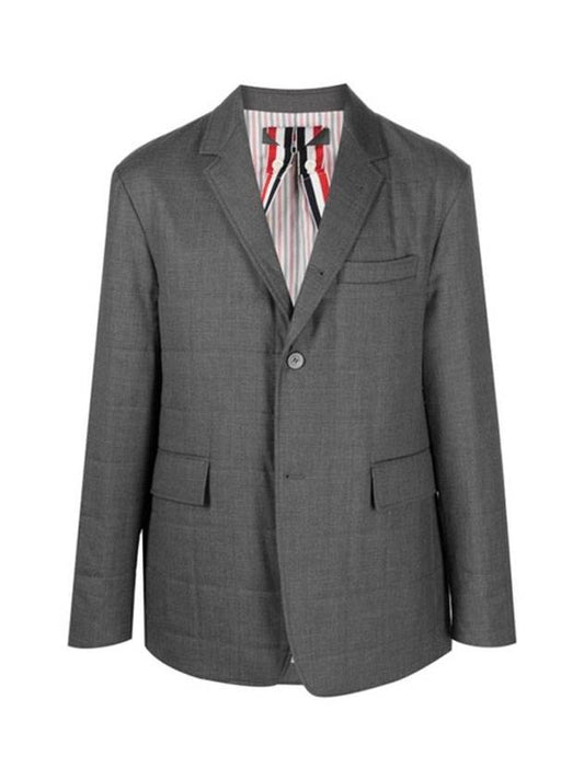 Twill Down Filled Jacket Grey - THOM BROWNE - BALAAN 1