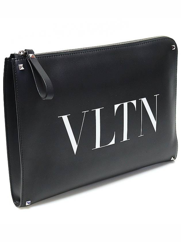 Valentino WY2B0457WJW Black Calfskin VLTN Rockstud Document Case Strap Clutch - VALENTINO - BALAAN 2