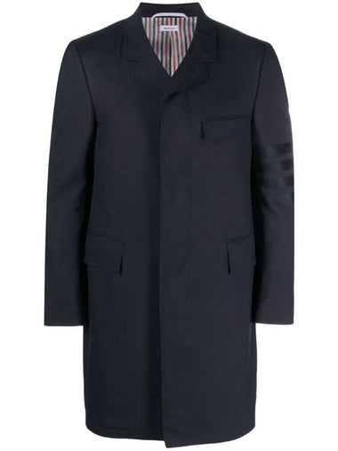 Men's Plain Weave 4 Bar Chesterfield Over Single Coat Dark Blue - THOM BROWNE - BALAAN 1