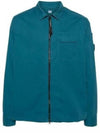 Gabardine Zip Up Long Sleeve Shirt Blue - CP COMPANY - BALAAN 2