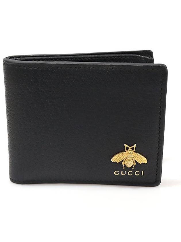 523664 Black Leather Metal Be Animalie Ring Wallet - GUCCI - BALAAN 1