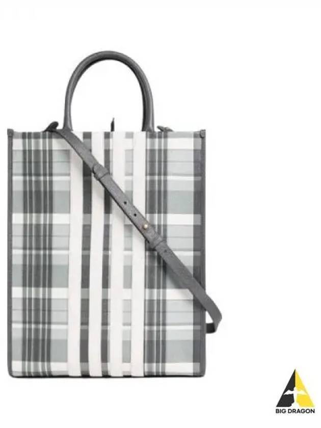 Madras Check Tote Bag Gray MAG406A L0041 - THOM BROWNE - BALAAN 1