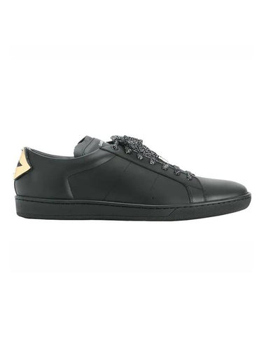 Signature Court Classic Lips Leather Low Top Sneakers Black - SAINT LAURENT - BALAAN 1