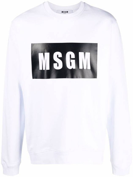 Men's Logo Box Cotton Sweatshirt White - MSGM - BALAAN.