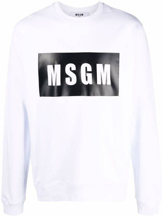 Men's Logo Box Cotton Sweatshirt White - MSGM - BALAAN 1