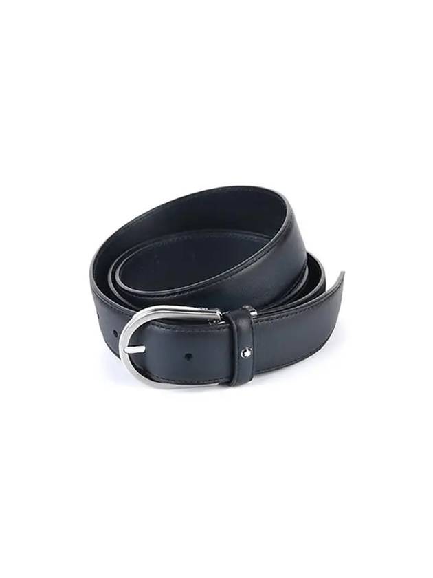 Horseshoe Buckle Business Line Leather Belt Navy - MONTBLANC - BALAAN 2