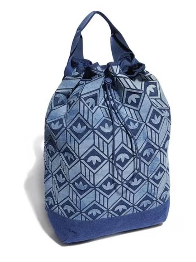 Monogram Denim Pouch Backpack Blue - ADIDAS - BALAAN 4