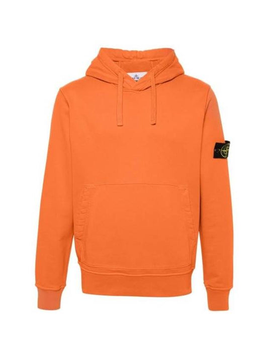 Logo Patch Drawstring Hoodie Orange - STONE ISLAND - BALAAN 1