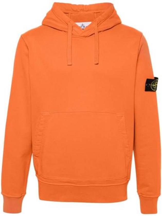 Logo Patch Drawstring Hoodie Orange - STONE ISLAND - BALAAN 2