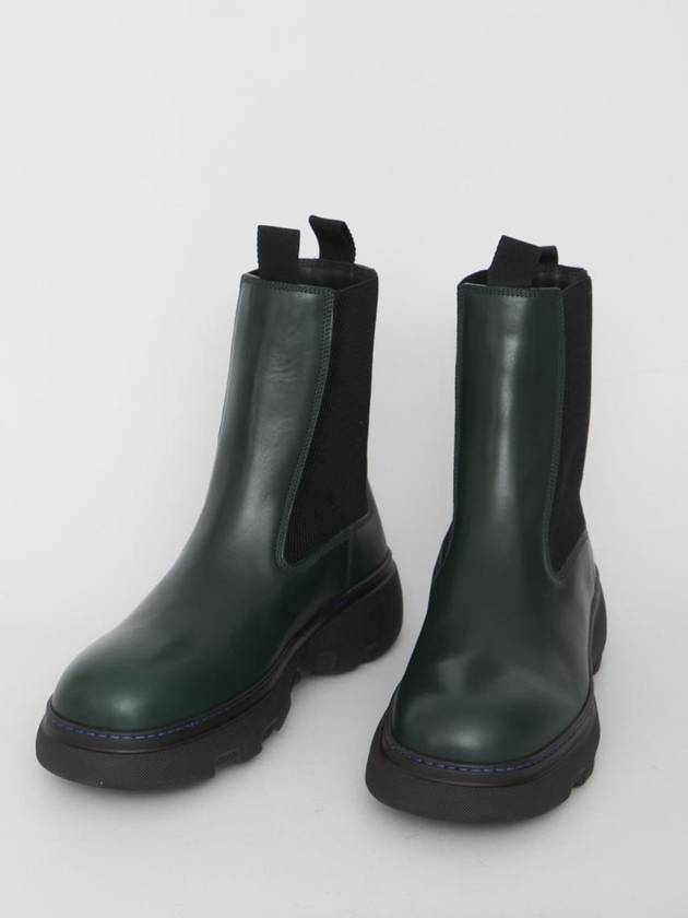 Creeper Leather Chelsea Boots Green - BURBERRY - BALAAN 6