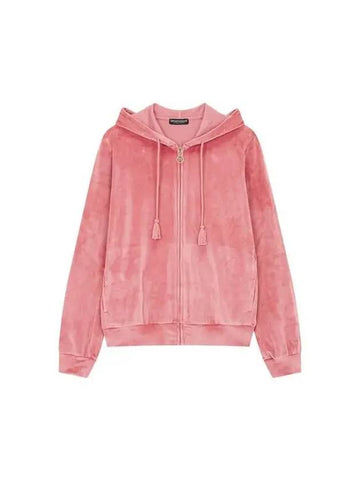 UNDERWEAR Women s Velor Tassel Lounge Hooded Zip up Coral Pink 271064 - EMPORIO ARMANI - BALAAN 1